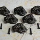 Cast Iron Rope Knob cabinet drawer door knobs handles pull rustic 6 pcs