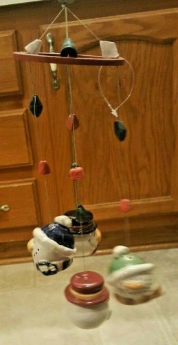 New Snowmen Heads Seasonal Winter Ceramic Wind Chimes