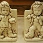Hummel-Style White Hand-Painted Ceramic Mid-Century Boy & Girl Planters, Holders