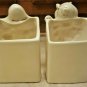 Hummel-Style White Hand-Painted Ceramic Mid-Century Boy & Girl Planters, Holders