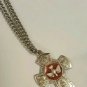 Red Enamel Dove Cross Sterling Silver Pendant Necklace & (2) Virgin Mary Charms
