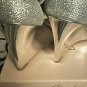 Jewel Badgley Mischka Antonette Silver Glitter Strap Buckle Sandals, Sz 8 1/2