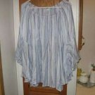 Women's Blue White Striped Fever Peasant Top Shirt, Size 3X