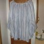 Women's Blue White Striped Fever Peasant Top Shirt, Size 3X
