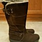 Clarks Women Brown Gen Suede Faux Fur Trim Calf-High Zip Boots, Size 8.5