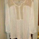 Women White & Tan St John's Bay Embroidered Tunic Top Shirt, Size 3X