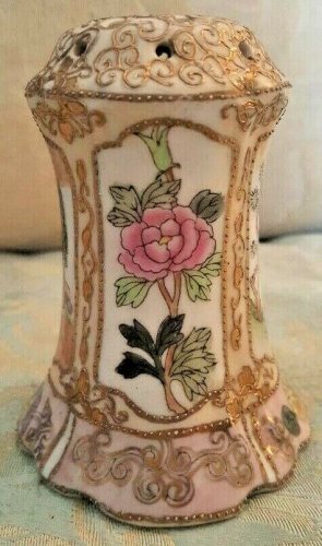 Vintage Nippon Hand Painted Sugar Shaker Hat Pin Holder Gold Gilded
