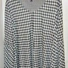 Women Massini Black White Checkered Tunic Top Shirt, Bell Sleeves, Size 2XL