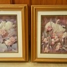 Paper Tole Swans in Wtr 3D Prints Framed Matted Iris, Lilypad Wall Hanging Artwk
