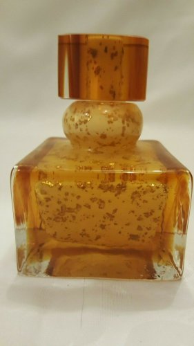 Murano Glass Amber Yellow Gold Square Perfume Bottle w/Glass Dauber/Stopper