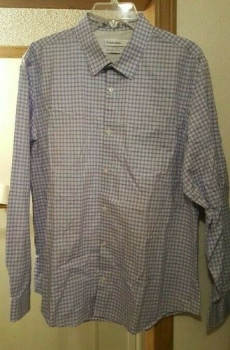 Men's Blue check, Grey, & Black Calvin Klein Dress/Casual Shirts, XL, Lot of 4