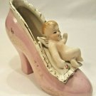 Antique Shoe Slipper Porcelain Japan Pink Angel Cherub Pioneer Mdse Co NY