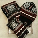 Orig Muk Luks Reversible Beanie Scarf Wristwarmer Black Red White Grey