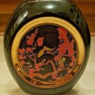 Vintage Zi Jin Cheng Black, Cloisonne Floral Flowers Bird, 4 1/2" Tall Vase