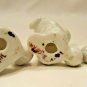 Vintage Set 3 Small White Poodle Dog Figurines Pink Rose Gold Trim Japan, 2.25"