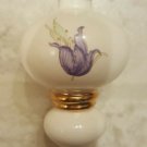 White Glass Holiday Ornament w/Gold Trim/Hanger, Purple Iris Tree Hanging