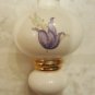 White Glass Holiday Ornament w/Gold Trim/Hanger, Purple Iris Tree Hanging