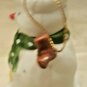 Snowman Bell Winter Holiday Porcelain Tree Ornament Hand Painted w/Santa Hat