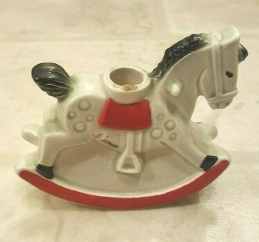 Vintage 1975 Goebel Porcelain 3.25x3.5" Rocking Horse 1/2" Candle Holder