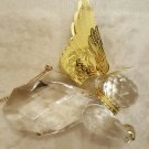 Vint 1994 Roman Inc. Plastic Crystal Angel Gold Mtl Wings Halo Holiday Ornament