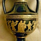Vintage Neofitou Hand Made in Greece 24k Gold Trim Black Vase, 7"