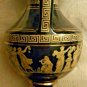 Vintage Neofitou Hand Made in Greece 24k Gold Trim Black Vase, 7"