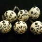 NWOT Cabinet Dresser Drawer Pulls, Flowers, Off white and black, Lot of 6