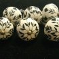 NWOT Cabinet Dresser Drawer Pulls, Flowers, Off white and black, Lot of 6