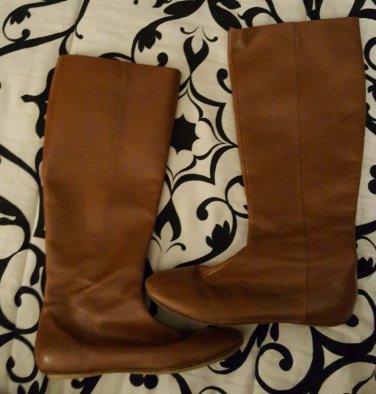 Kate Spade Camel Colored Leather Knee-High Flat Boots