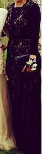 Kate Middleton-Style Replica Black Lace Maxi Formal Evening Gown Dress