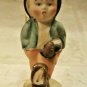 Hummel-Like Boy Figurine Collectible Boy Coming from Market w/Umbrella & Basket