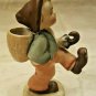 Hummel-Like Boy Figurine Collectible Boy Coming from Market w/Umbrella & Basket