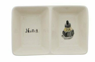 Rae Dunn by Magenta Office Pottery Desk Organizer Tray Dish Sketch Ink Bottle