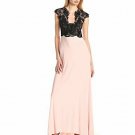 Hailey Adrianna Papell Black Lace & Pink Evening Formal Dress Gown