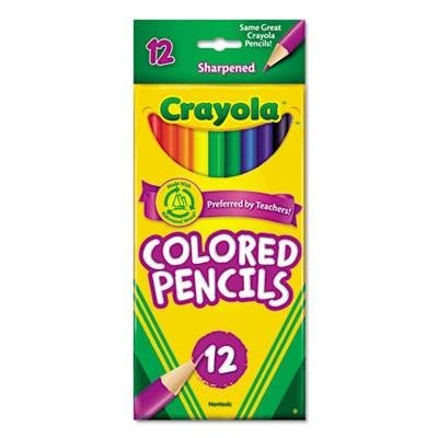 Long Barrel Colored Woodcase Pencils, 3.3 mm, Assorted Colors, 12/Set