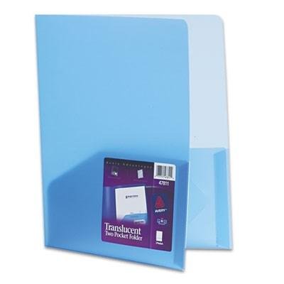Polypropylene Pocket Portfolio, Translucent Blue  2 Pack