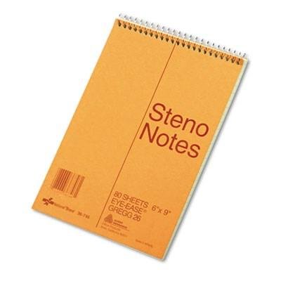 Standard Spiral Steno Book, Gregg Rule, 6 x 9, Green, 80 Sheets/Pad