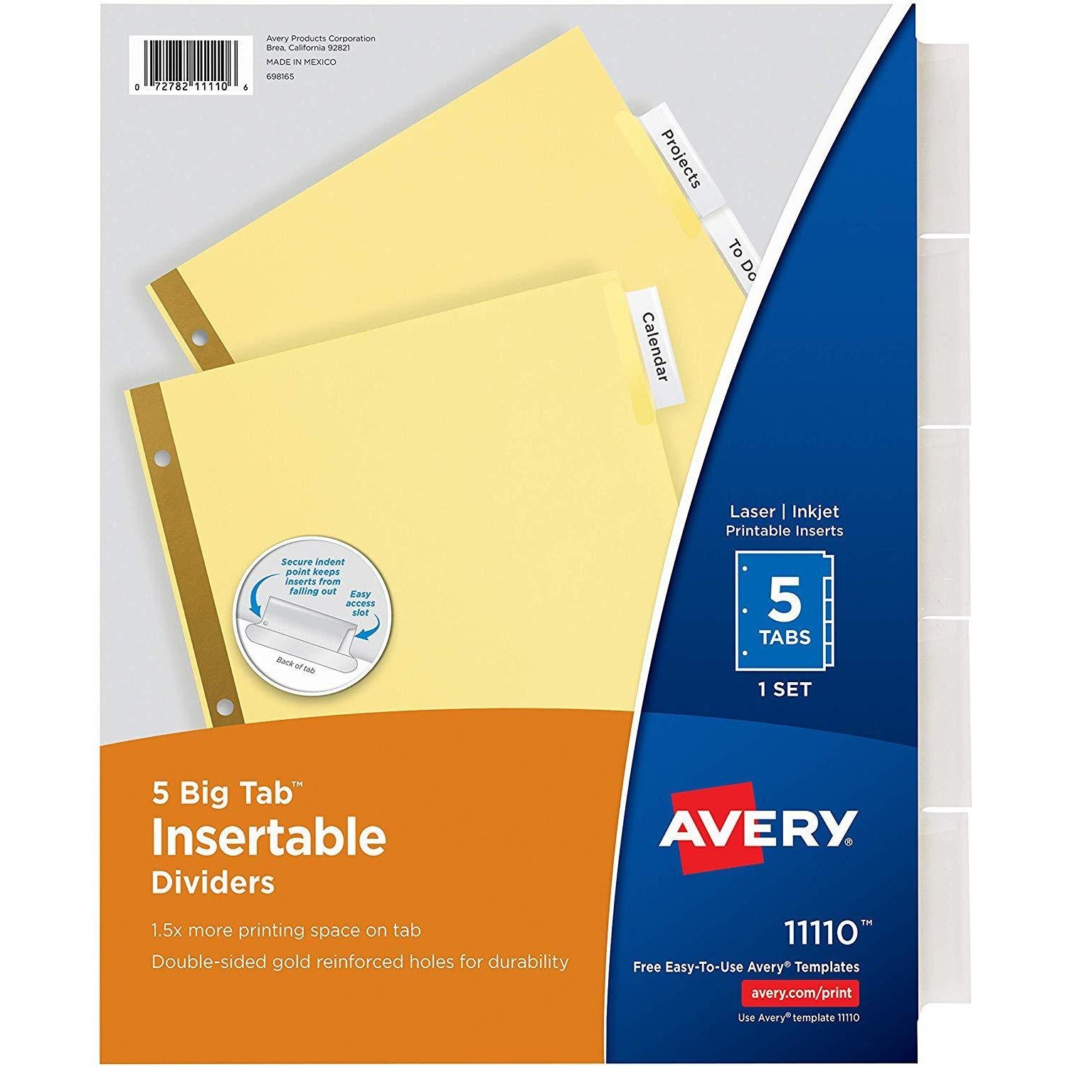 WorkSaver Big Tab Reinforced Dividers With Clear Tabs, 5-Tab, Letter, Buff