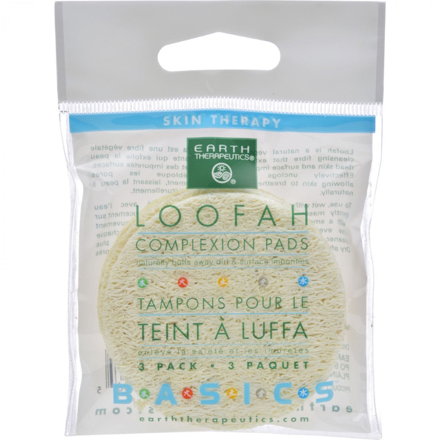 Earth Therapeutics Loofah Complexion Pads - 3 Pads - Case of 12