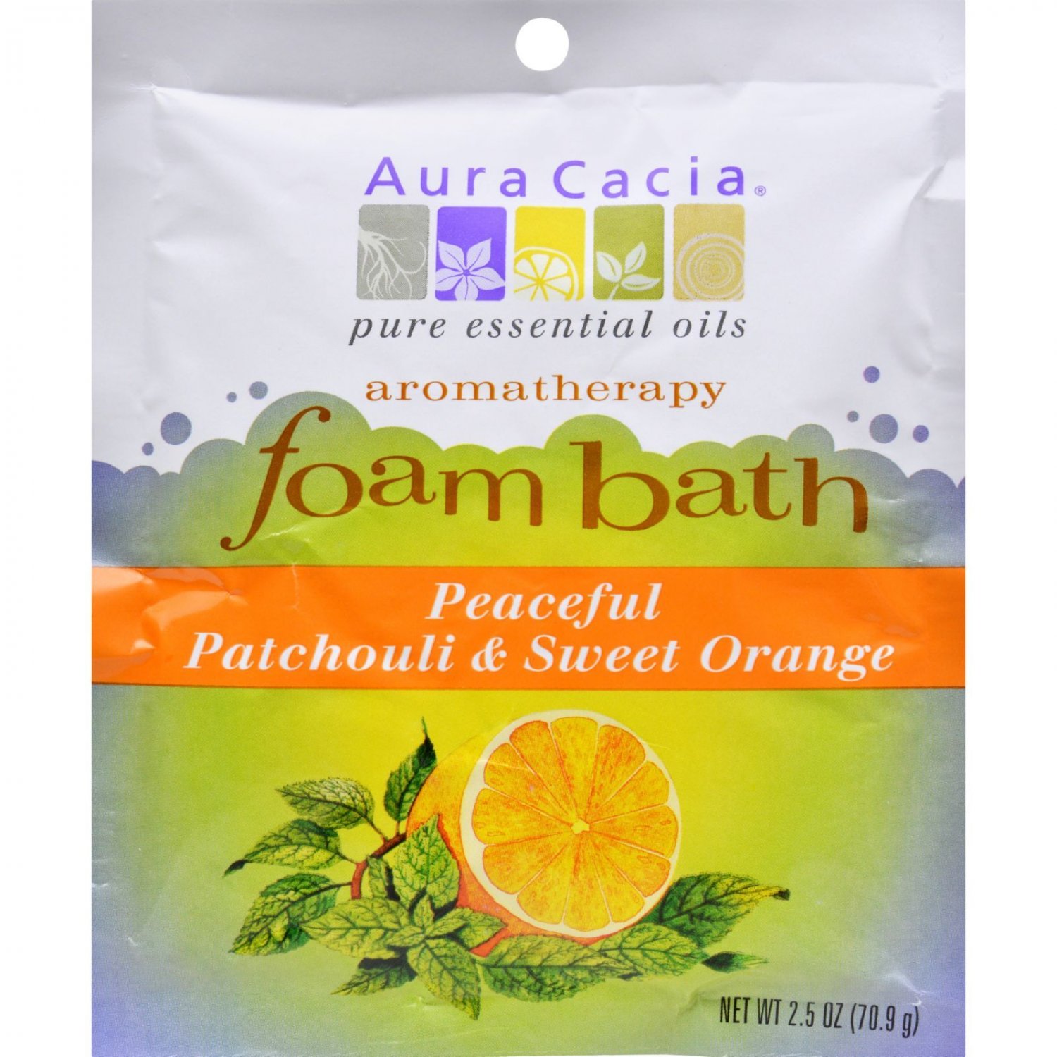 Aura Cacia Foam Bath Peaceful Patchouli and Sweet Orange - 2.5 oz - Case of 6