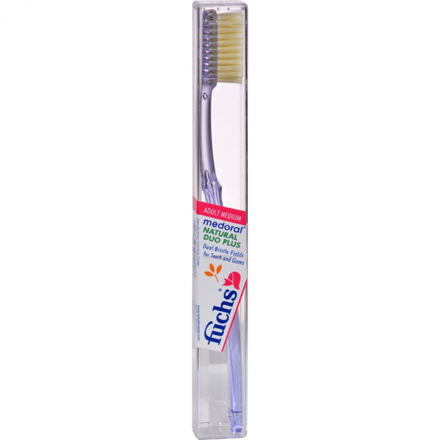 Fuchs Adult Medium Medoral Natural Duo Plus Toothbrush - 1 Toothbrush - Case of 10