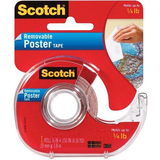 Wallsaver Removable Poster Tape, Double-Sided, 3/4"" x 150"", w/Dispenser