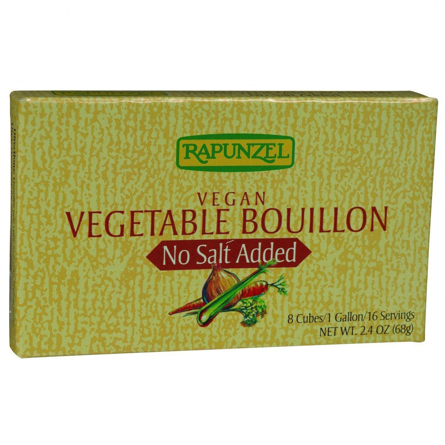 Rapunzel Bouillon Cubes - Vegetable - Vegan - No Salt Added - 2.4 oz - Case of 12