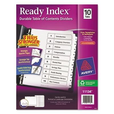 Ready Index Classic Tab Titles, 10-Tab, 1-10, Letter, Black/White, 10/Set