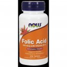 NOW Foods Folic Acid 800mcg + B-12 25mcg - Vegetarian 250 Tablets