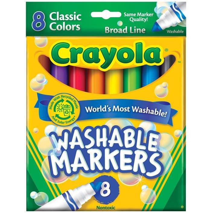 Washable Markers, Broad Point, Classic Colors, 8/Pack