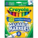 Washable Markers, Broad Point, Classic Colors, 8/Pack