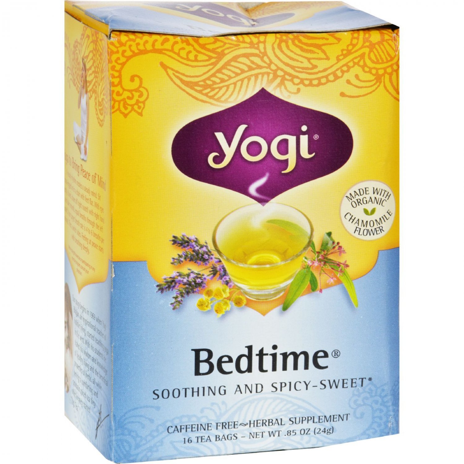 Yogi Bedtime Herbal Tea Caffeine Free Chamomile - 16 Tea Bags - Case of 6
