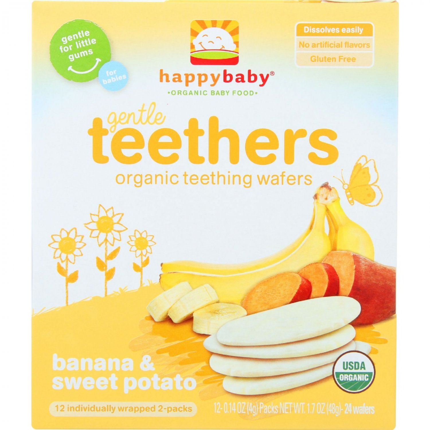 Happy Baby Teethers - Organic - Gentle - Banana and Sweet Potato - 1.7 oz - case of 6