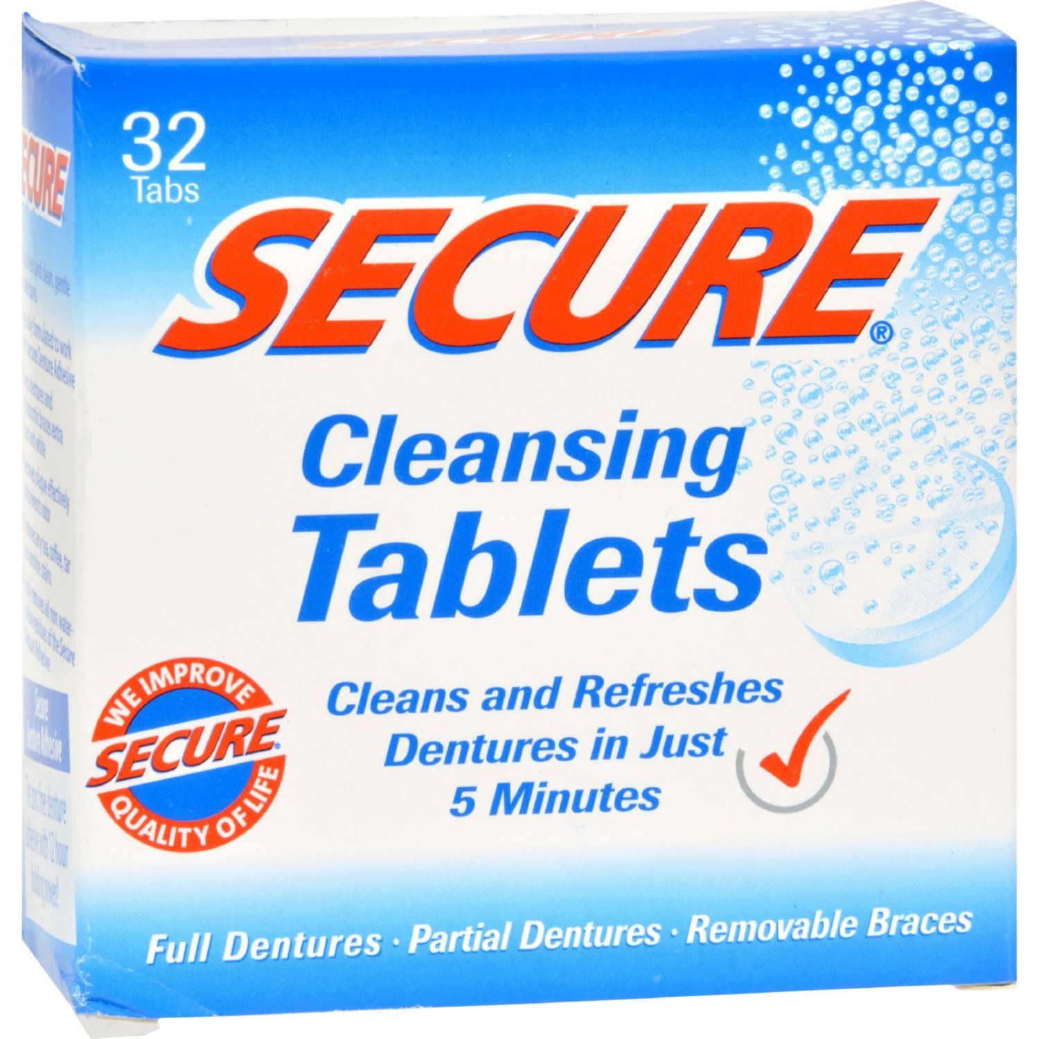 SECURE Denture Adhesive Denture Cleanser - 32 Tablets